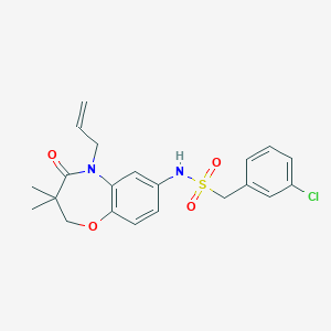 molecular formula C21H23ClN2O4S B2585578 N-(5-allyl-3,3-dimethyl-4-oxo-2,3,4,5-tetrahydrobenzo[b][1,4]oxazepin-7-yl)-1-(3-chlorophenyl)methanesulfonamide CAS No. 922002-94-6