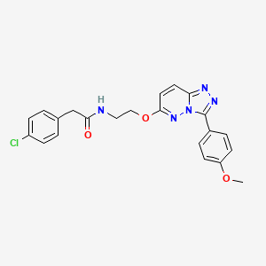 molecular formula C22H20ClN5O3 B2585579 2-(4-chlorophenyl)-N-(2-((3-(4-methoxyphenyl)-[1,2,4]triazolo[4,3-b]pyridazin-6-yl)oxy)ethyl)acetamide CAS No. 1021098-80-5