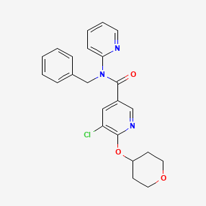 molecular formula C23H22ClN3O3 B2585606 N-benzyl-5-chloro-N-(pyridin-2-yl)-6-((tetrahydro-2H-pyran-4-yl)oxy)nicotinamide CAS No. 1904213-97-3