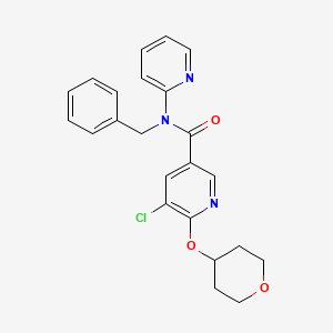 molecular formula C23H22ClN3O3 B2585606 N-benzyl-5-chloro-6-(oxan-4-yloxy)-N-(pyridin-2-yl)pyridine-3-carboxamide CAS No. 1904213-97-3