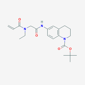 molecular formula C21H29N3O4 B2585607 Tert-butyl 6-[[2-[ethyl(prop-2-enoyl)amino]acetyl]amino]-3,4-dihydro-2H-quinoline-1-carboxylate CAS No. 2361745-46-0