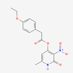 molecular formula C16H16N2O6 B2585608 (6-甲基-3-硝基-2-氧代-1H-吡啶-4-基) 2-(4-乙氧基苯基)乙酸 CAS No. 868680-09-5