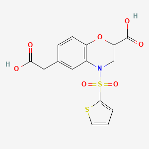 molecular formula C15H13NO7S2 B2585637 6-(カルボキシメチル)-4-(2-チエニルスルホニル)-3,4-ジヒドロ-2H-1,4-ベンゾキサジン-2-カルボン酸 CAS No. 866134-97-6