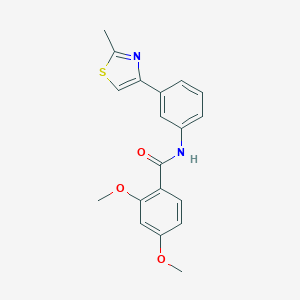 molecular formula C19H18N2O3S B258565 2,4-dimethoxy-N-[3-(2-methyl-1,3-thiazol-4-yl)phenyl]benzamide 