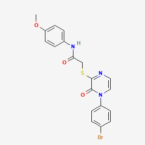 2-((4-(4-bromophenyl)-3-oxo-3,4-dihydropyrazin-2-yl)thio)-N-(4-methoxyphenyl)acetamide