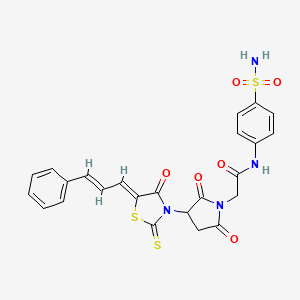2-(2,5-dioxo-3-((Z)-4-oxo-5-((E)-3-phenylallylidene)-2-thioxothiazolidin-3-yl)pyrrolidin-1-yl)-N-(4-sulfamoylphenyl)acetamide