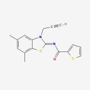 molecular formula C17H14N2OS2 B2585656 N-(5,7-dimethyl-3-prop-2-ynyl-1,3-benzothiazol-2-ylidene)thiophene-2-carboxamide CAS No. 868377-18-8