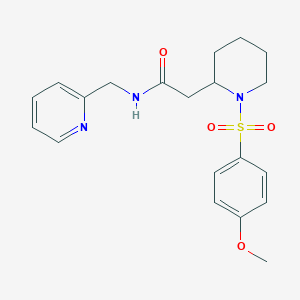 molecular formula C20H25N3O4S B2585670 2-(1-((4-methoxyphenyl)sulfonyl)piperidin-2-yl)-N-(pyridin-2-ylmethyl)acetamide CAS No. 941956-19-0