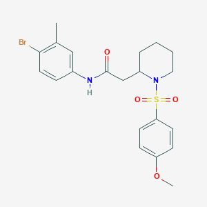 molecular formula C21H25BrN2O4S B2585674 N-(4-bromo-3-methylphenyl)-2-(1-((4-methoxyphenyl)sulfonyl)piperidin-2-yl)acetamide CAS No. 941956-31-6