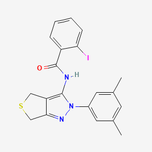 molecular formula C20H18IN3OS B2585675 N-(2-(3,5-dimethylphenyl)-4,6-dihydro-2H-thieno[3,4-c]pyrazol-3-yl)-2-iodobenzamide CAS No. 396720-49-3