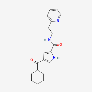 molecular formula C19H23N3O2 B2585676 4-(cyclohexylcarbonyl)-N-[2-(2-pyridinyl)ethyl]-1H-pyrrole-2-carboxamide CAS No. 439096-76-1