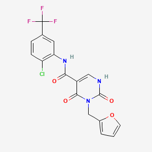 molecular formula C17H11ClF3N3O4 B2585679 N-(2-chloro-5-(trifluoromethyl)phenyl)-3-(furan-2-ylmethyl)-2,4-dioxo-1,2,3,4-tetrahydropyrimidine-5-carboxamide CAS No. 1421457-27-3