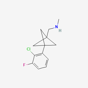 molecular formula C13H15ClFN B2585685 1-[3-(2-Chloro-3-fluorophenyl)-1-bicyclo[1.1.1]pentanyl]-N-methylmethanamine CAS No. 2287302-26-3