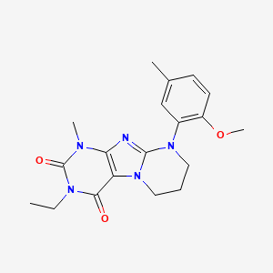 molecular formula C19H23N5O3 B2585686 3-ethyl-9-(2-methoxy-5-methylphenyl)-1-methyl-7,8-dihydro-6H-purino[7,8-a]pyrimidine-2,4-dione CAS No. 887695-58-1