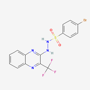 molecular formula C15H10BrF3N4O2S B2585700 4-bromo-N'-[3-(trifluoromethyl)-2-quinoxalinyl]benzenesulfonohydrazide CAS No. 338968-39-1