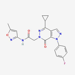molecular formula C20H17FN6O3 B2585708 2-(4-cyclopropyl-1-(4-fluorophenyl)-7-oxo-1H-pyrazolo[3,4-d]pyridazin-6(7H)-yl)-N-(5-methylisoxazol-3-yl)acetamide CAS No. 1105237-85-1