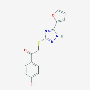 molecular formula C14H10FN3O2S B258571 1-(4-fluorophenyl)-2-{[5-(furan-2-yl)-4H-1,2,4-triazol-3-yl]sulfanyl}ethanone 