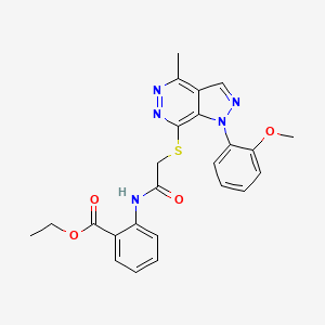 molecular formula C24H23N5O4S B2585722 ethyl 2-(2-((1-(2-methoxyphenyl)-4-methyl-1H-pyrazolo[3,4-d]pyridazin-7-yl)thio)acetamido)benzoate CAS No. 1105204-71-4