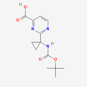 molecular formula C13H17N3O4 B2585728 2-[1-[(2-甲基丙烷-2-基)氧羰氨基]环丙基]嘧啶-4-羧酸 CAS No. 2344686-08-2