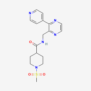 molecular formula C17H21N5O3S B2585732 1-甲磺酰基-N-{[3-(吡啶-4-基)吡嗪-2-基]甲基}哌啶-4-甲酰胺 CAS No. 2097859-91-9