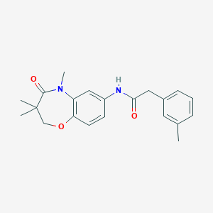 molecular formula C21H24N2O3 B2585734 2-(m-tolyl)-N-(3,3,5-trimethyl-4-oxo-2,3,4,5-tetrahydrobenzo[b][1,4]oxazepin-7-yl)acetamide CAS No. 921836-61-5