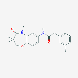 molecular formula C21H24N2O3 B2585734 2-(间甲苯基)-N-(3,3,5-三甲基-4-氧代-2,3,4,5-四氢苯并[b][1,4]恶二嗪-7-基)乙酰胺 CAS No. 921836-61-5