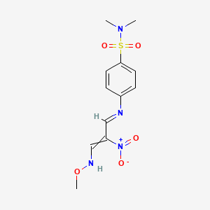 molecular formula C12H16N4O5S B2585740 4-{[3-(甲氧基亚氨基)-2-硝基-1-丙烯基]氨基}-N,N-二甲基苯磺酰胺 CAS No. 338422-91-6