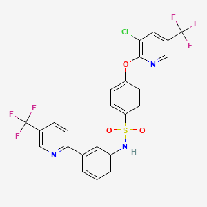 molecular formula C24H14ClF6N3O3S B2585751 4-{[3-chloro-5-(trifluoromethyl)pyridin-2-yl]oxy}-N-{3-[5-(trifluoromethyl)pyridin-2-yl]phenyl}benzene-1-sulfonamide CAS No. 1092346-23-0