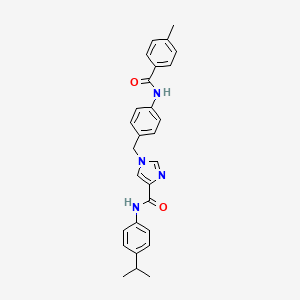 molecular formula C28H28N4O2 B2585758 N-(4-isopropylphenyl)-1-(4-(4-methylbenzamido)benzyl)-1H-imidazole-4-carboxamide CAS No. 1251709-58-6