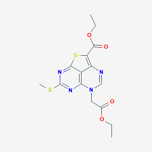 molecular formula C15H16N4O4S2 B258576 5-(2-Oxo-2-ethoxyethyl)-7-(methylthio)-5H-1-thia-3,5,6,8-tetraazaacenaphthylene-2-carboxylic acid ethyl ester 
