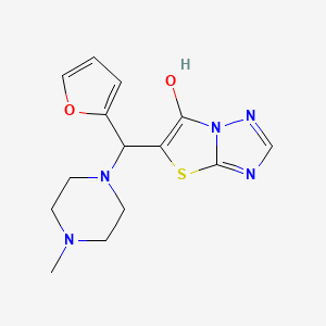 molecular formula C14H17N5O2S B2585760 5-(呋喃-2-基(4-甲基哌嗪-1-基)甲基)噻唑并[3,2-b][1,2,4]三唑-6-醇 CAS No. 868220-78-4