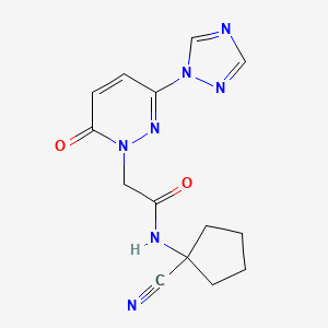 molecular formula C14H15N7O2 B2585761 N-(1-cyanocyclopentyl)-2-[6-oxo-3-(1H-1,2,4-triazol-1-yl)-1,6-dihydropyridazin-1-yl]acetamide CAS No. 1197965-42-6