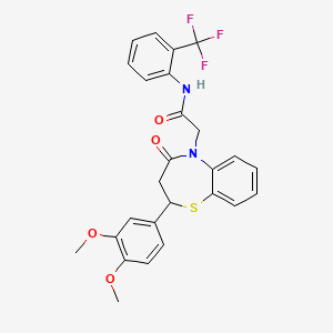 2-(2-(3,4-dimethoxyphenyl)-4-oxo-3,4-dihydrobenzo[b][1,4]thiazepin-5(2H)-yl)-N-(2-(trifluoromethyl)phenyl)acetamide
