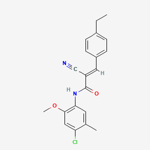 molecular formula C20H19ClN2O2 B2585783 (E)-N-(4-chloro-2-methoxy-5-methylphenyl)-2-cyano-3-(4-ethylphenyl)prop-2-enamide CAS No. 479610-99-6