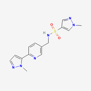 molecular formula C14H16N6O2S B2585784 1-methyl-N-((6-(1-methyl-1H-pyrazol-5-yl)pyridin-3-yl)methyl)-1H-pyrazole-4-sulfonamide CAS No. 2034393-77-4