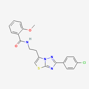 molecular formula C20H17ClN4O2S B2585785 N-(2-(2-(4-chlorophenyl)thiazolo[3,2-b][1,2,4]triazol-6-yl)ethyl)-2-methoxybenzamide CAS No. 894021-08-0