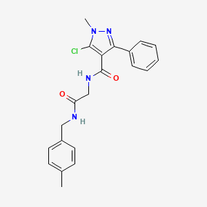 molecular formula C21H21ClN4O2 B2585787 5-chloro-1-methyl-N-{2-[(4-methylbenzyl)amino]-2-oxoethyl}-3-phenyl-1H-pyrazole-4-carboxamide CAS No. 956624-64-9
