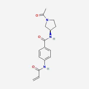 molecular formula C16H19N3O3 B2585805 N-[(3R)-1-Acetylpyrrolidin-3-yl]-4-(prop-2-enoylamino)benzamide CAS No. 2197521-85-8