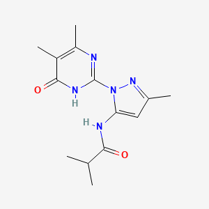 molecular formula C14H19N5O2 B2585806 N-(1-(4,5-dimethyl-6-oxo-1,6-dihydropyrimidin-2-yl)-3-methyl-1H-pyrazol-5-yl)isobutyramide CAS No. 1004637-75-5