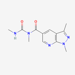 molecular formula C12H15N5O2 B2585813 1,3-二甲基-5-(1,3-二甲基脲羰基)-1H-吡唑并[3,4-b]吡啶 CAS No. 949368-46-1