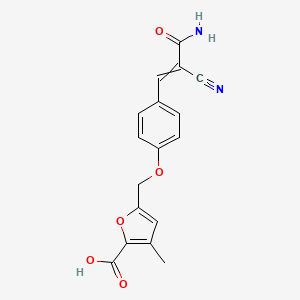 molecular formula C17H14N2O5 B2585815 5-{[4-(2-Carbamoyl-2-cyanoeth-1-en-1-yl)phenoxy]methyl}-3-methylfuran-2-carboxylic acid CAS No. 1375274-33-1