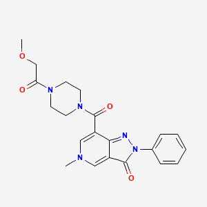 molecular formula C21H23N5O4 B2585817 7-(4-(2-methoxyacetyl)piperazine-1-carbonyl)-5-methyl-2-phenyl-2H-pyrazolo[4,3-c]pyridin-3(5H)-one CAS No. 1021026-56-1