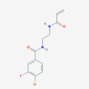 molecular formula C12H12BrFN2O2 B2585851 4-溴-3-氟-N-[2-(丙-2-烯酰氨基)乙基]苯甲酰胺 CAS No. 1376365-58-0