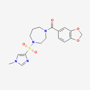 molecular formula C17H20N4O5S B2585853 1-(2H-1,3-benzodioxole-5-carbonyl)-4-[(1-methyl-1H-imidazol-4-yl)sulfonyl]-1,4-diazepane CAS No. 1903093-09-3