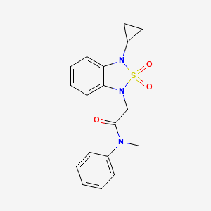 molecular formula C18H19N3O3S B2585866 2-(3-cyclopropyl-2,2-dioxo-1,3-dihydro-2lambda6,1,3-benzothiadiazol-1-yl)-N-methyl-N-phenylacetamide CAS No. 2097932-34-6