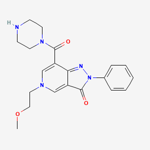 molecular formula C20H23N5O3 B2585868 5-(2-Methoxyethyl)-2-phenyl-7-(piperazine-1-carbonyl)pyrazolo[4,3-c]pyridin-3-one CAS No. 1105192-20-8