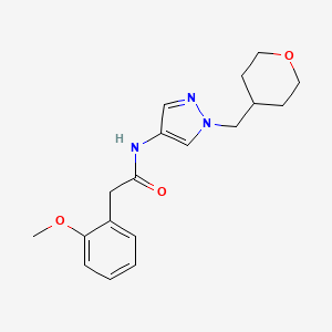 molecular formula C18H23N3O3 B2585876 2-(2-methoxyphenyl)-N-(1-((tetrahydro-2H-pyran-4-yl)methyl)-1H-pyrazol-4-yl)acetamide CAS No. 1705753-26-9