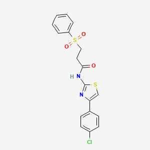 molecular formula C18H15ClN2O3S2 B2585885 3-(benzenesulfonyl)-N-[4-(4-chlorophenyl)-1,3-thiazol-2-yl]propanamide CAS No. 892849-94-4