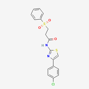 molecular formula C18H15ClN2O3S2 B2585885 3-(苯磺酰基)-N-[4-(4-氯苯基)-1,3-噻唑-2-基]丙酰胺 CAS No. 892849-94-4