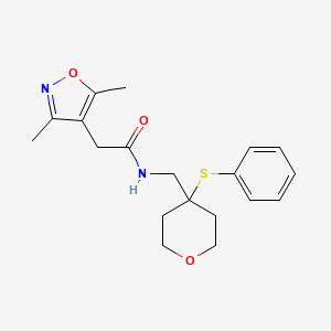 molecular formula C19H24N2O3S B2585891 2-(3,5-二甲基异恶唑-4-基)-N-((4-(苯硫基)四氢-2H-吡喃-4-基)甲基)乙酰胺 CAS No. 1797957-02-8